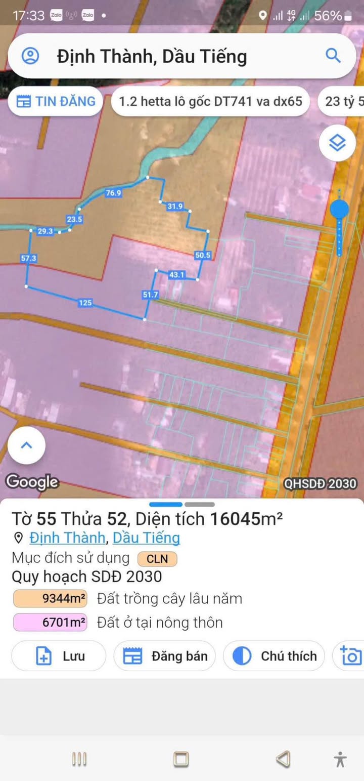 Đất nền Định An Dầu Tiếng 1,6 ha - Đường to ô tô