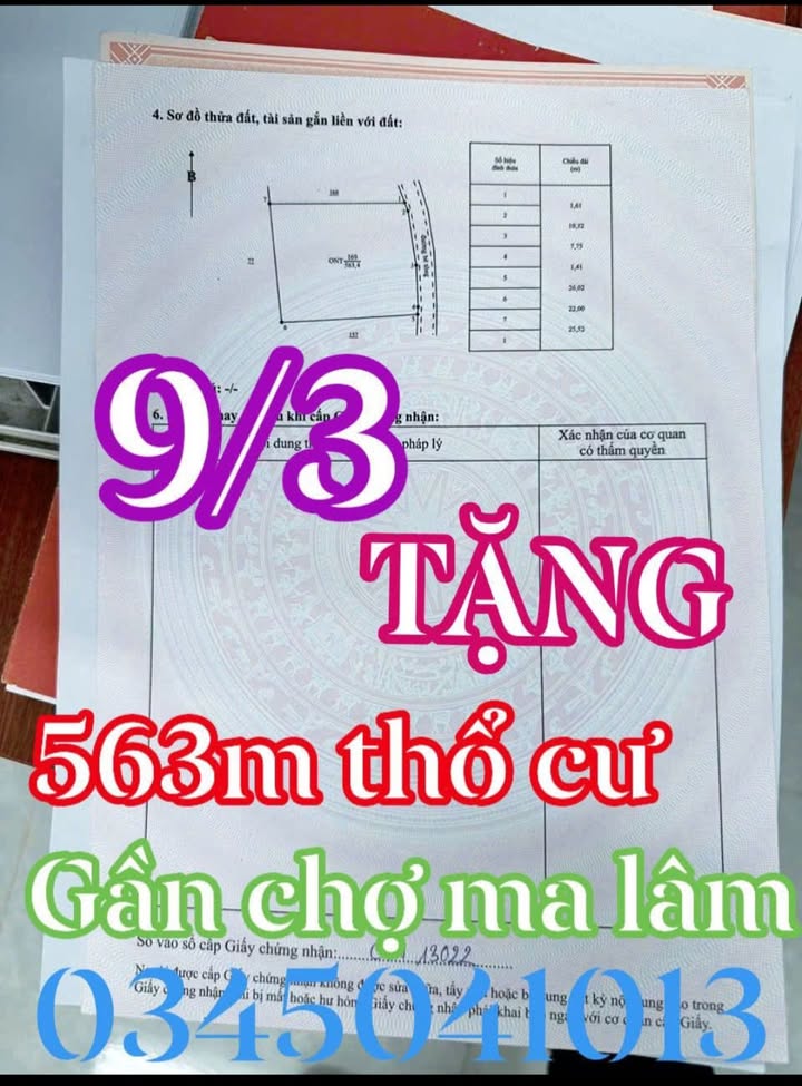 Đất nền Thị trấn Ma Lâm 563m² giá 1.4 tỷ - Sổ đỏ chính chủ