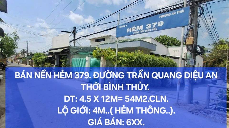 Đất nền Hẻm 379 Trần Quang Diệu 54m² - Đường to ô tô, Sổ hồng sẵn!