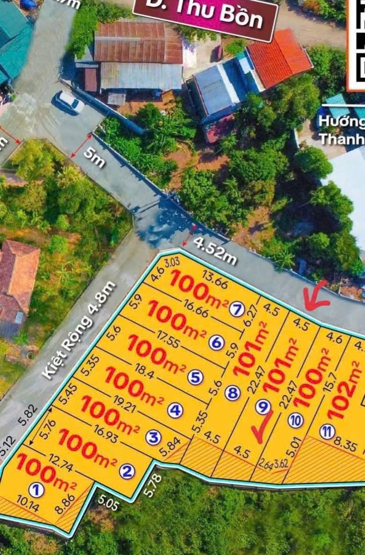 Đất nền Thu Bồn Huế - 100m² full thổ cư, sổ hồng sẵn, giá chỉ 1.6 tỷ