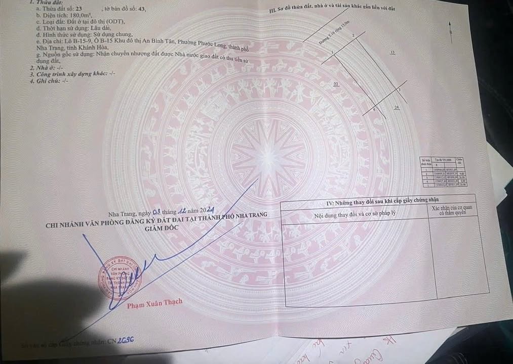 Đất nền An Bình Tân Phan Rang 180m² - Sổ đỏ chính chủ, ô tô thông thoáng