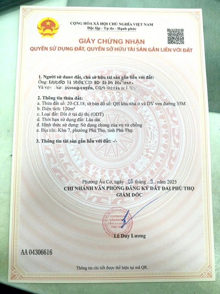 Đất nền mặt tiền 35m, 120m², Huyện Lập Thạch - Cơ hội đầu tư vàng