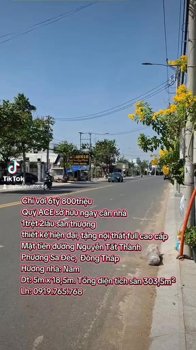 Nhà mặt tiền Nguyễn Tất Thành Sa Đéc 6,8 tỷ, sẵn sàng ở ngay