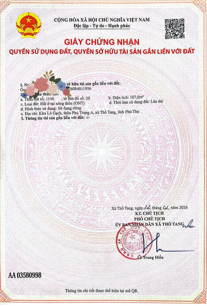 Đất đấu giá Lò Gạch - Thổ Tang 107m² - Giá tốt, kinh doanh đỉnh