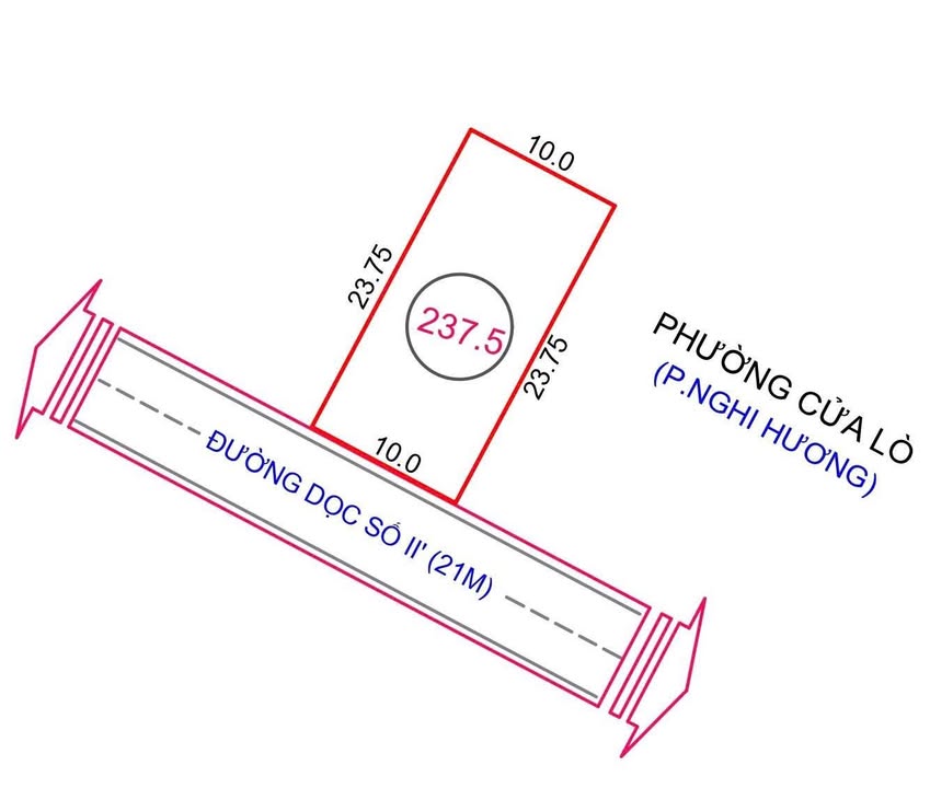 Đất Vàng Mặt Tiền Đường 21m Nghi Hương, Cửa Lò - 237.5m² Giá Tốt