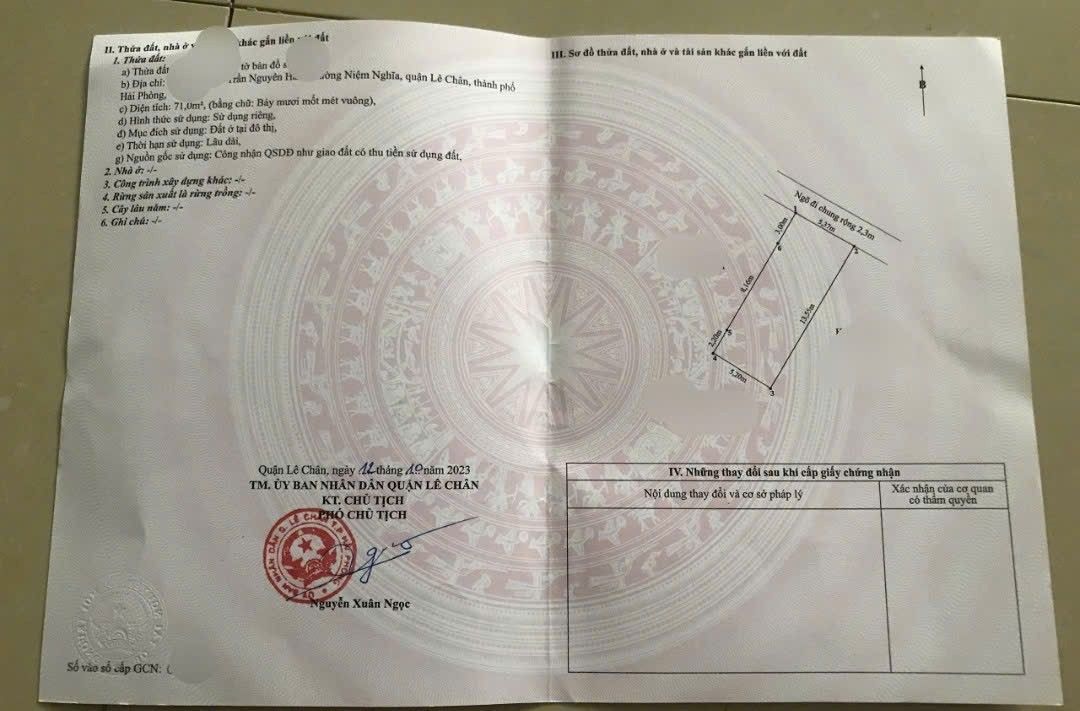 Bán Gấp Đất Vàng 383.4m² Ngõ Nguyên Hãn, Lê Chân - Ô Tô Đỗ Sát Cửa