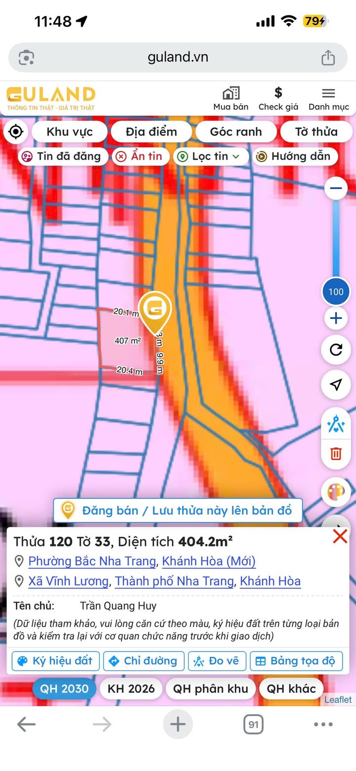 Đất nền Vĩnh Lương Nha Trang 400m² - Sổ đỏ chính chủ!