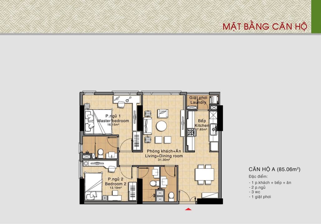 Căn hộ Era Town Q7 85m² 3.09 tỷ - View đẹp sẵn ở