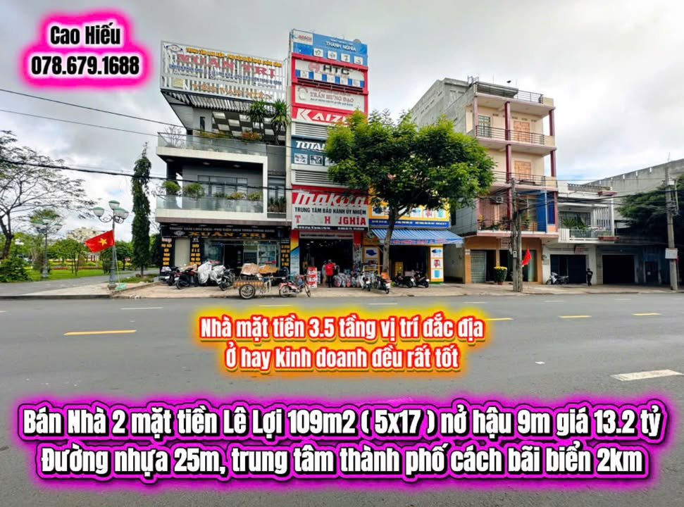 Nhà phố Lê Lợi Tuy Hòa 109m² giá 13.2 tỷ - Mặt tiền kinh doanh!
