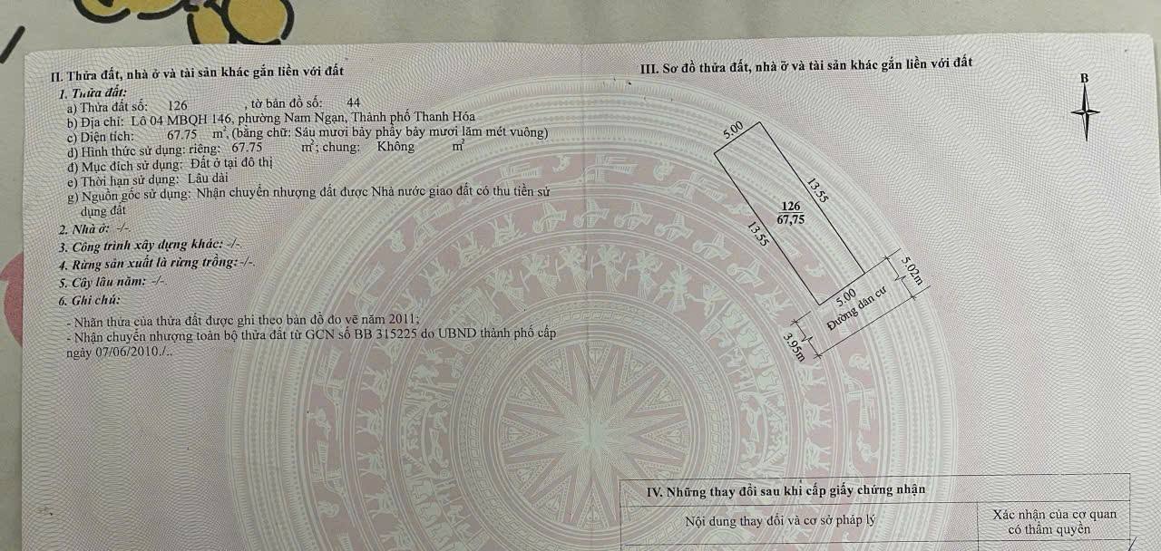Bán Đất Phường Nam Ngạn - 67.75m² - 1.9 Tỷ - Sổ Đỏ Vuông Vắn