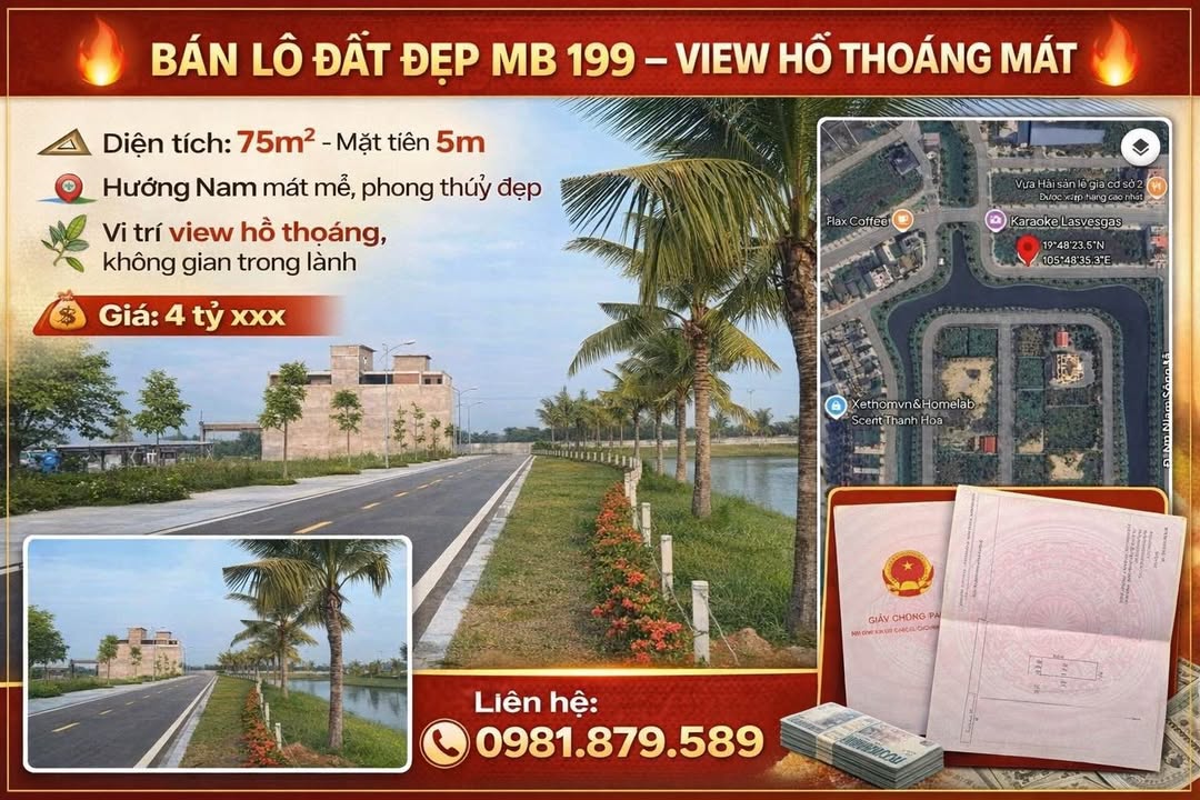 Đất nền MB 199 Thanh Hóa 75m² - Tiềm năng tăng giá vượt trội!