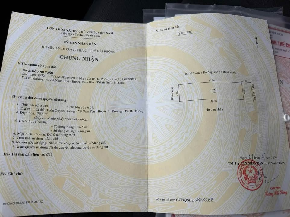 Bán đất vuông vắn 76m² Quỳnh Hoàng, Hải Phòng - Giá 1.7 tỷ, ô tô đỗ cửa