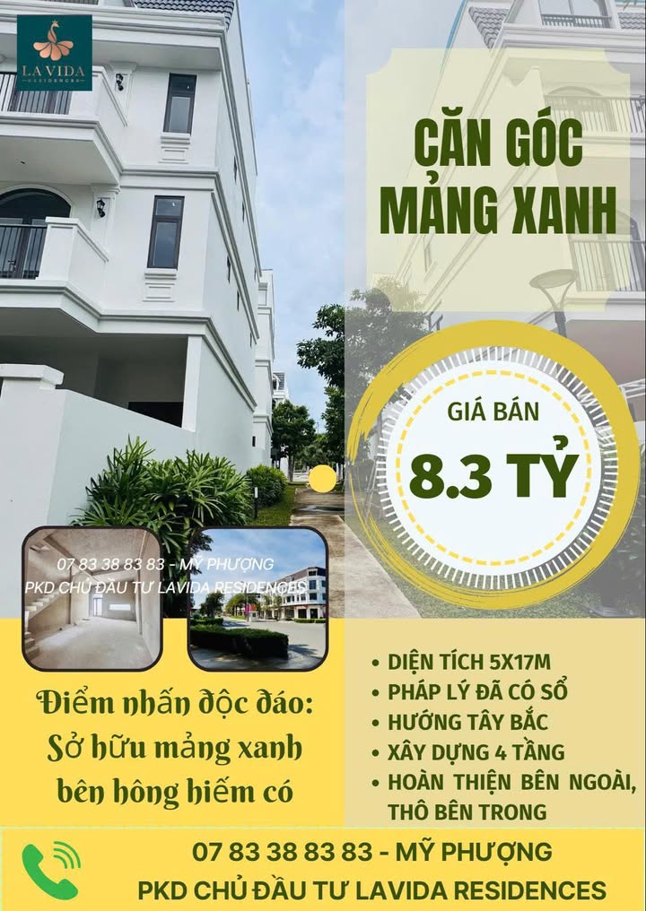 Nhà góc La Vida Vũng Tàu 85m² 8.3 tỷ - Sẵn sàng ở ngay
