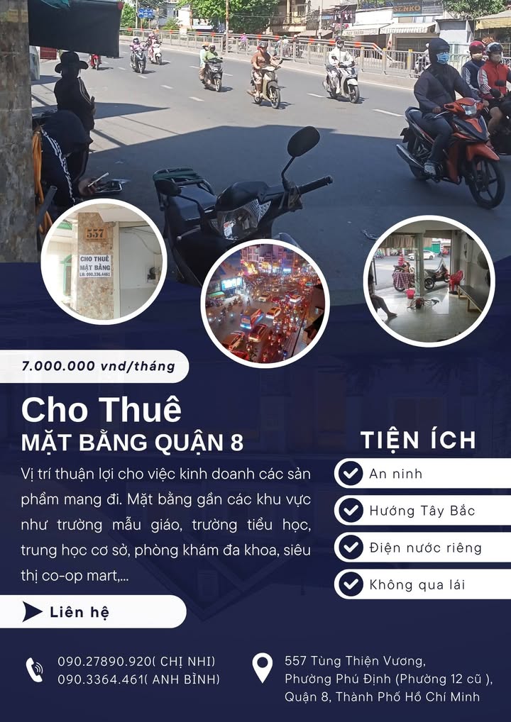 Mặt bằng kinh doanh Quận 8 - 18m² giá chỉ 7 triệu/tháng, lề rộng