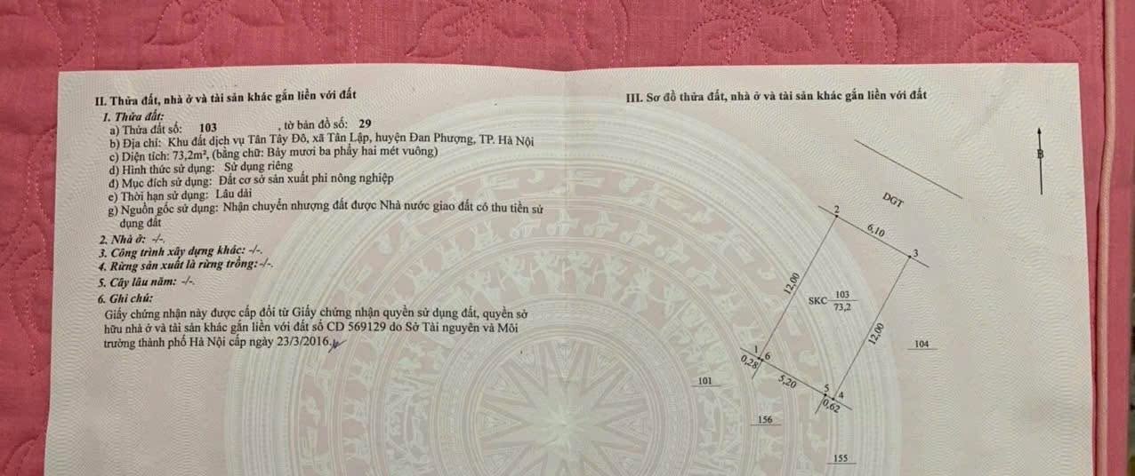 Đất Vàng Tân Tây Đô 73m² - Mặt Tiền Rộng 6.1m, Sẵn Sổ Hồng