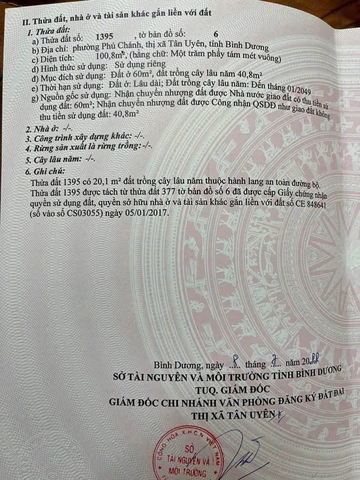 Đất nền Phú Chánh Tân Uyên 100m² 2 tỷ - Sổ đỏ chính chủ