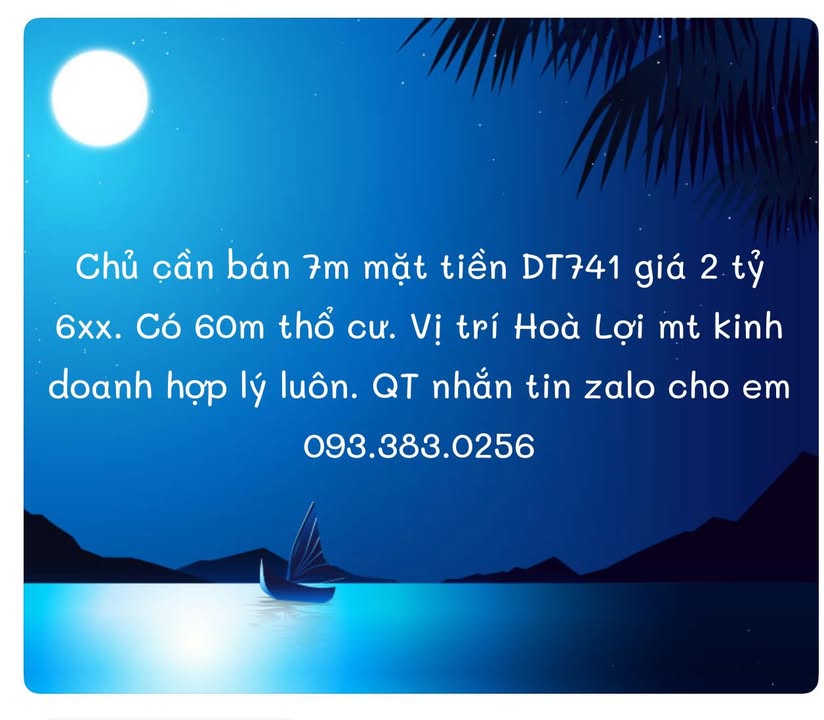 Đất Nền MT DT741 Bến Cát 2.6 Tỷ - Đất thổ cư 100%