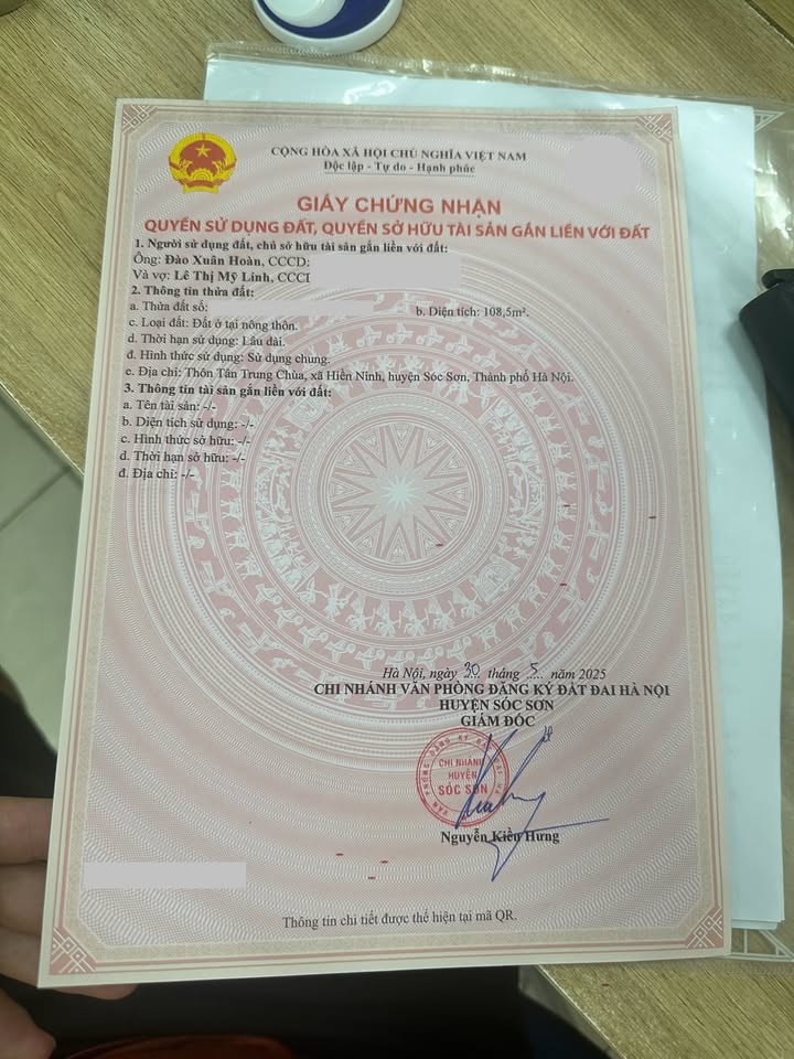 Đất nền Quang Tiến, Sóc Sơn 108.5m² - Sổ đỏ chính chủ, tiềm năng tăng giá!