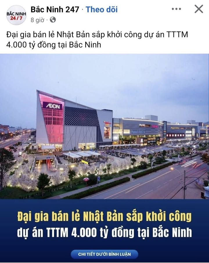 Mặt Tiền 7m Kinh Doanh 133m² Ngay Trục Aeon Mall Bắc Giang - Giá Đầu Tư