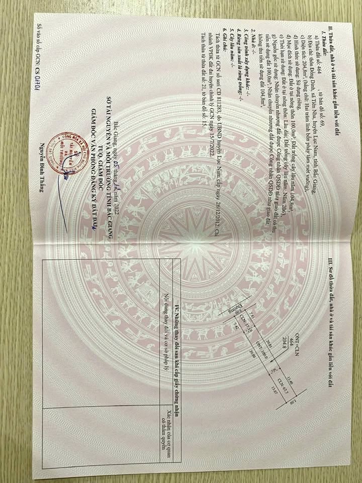 Bắc Giang: 4 Lô Đất 100m² Sổ Đỏ Thổ Cư Giá 8xx Triệu/Lô Tại Lục Nam