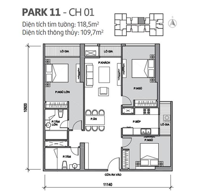 Căn hộ Times City 118.5m² - View đẹp, 3PN tiện nghi!