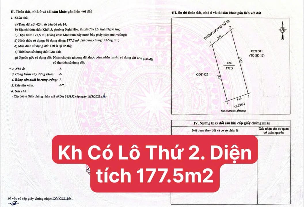 Đất nền TP Vinh 178m² giá 6.39 tỷ - Đường to ô tô