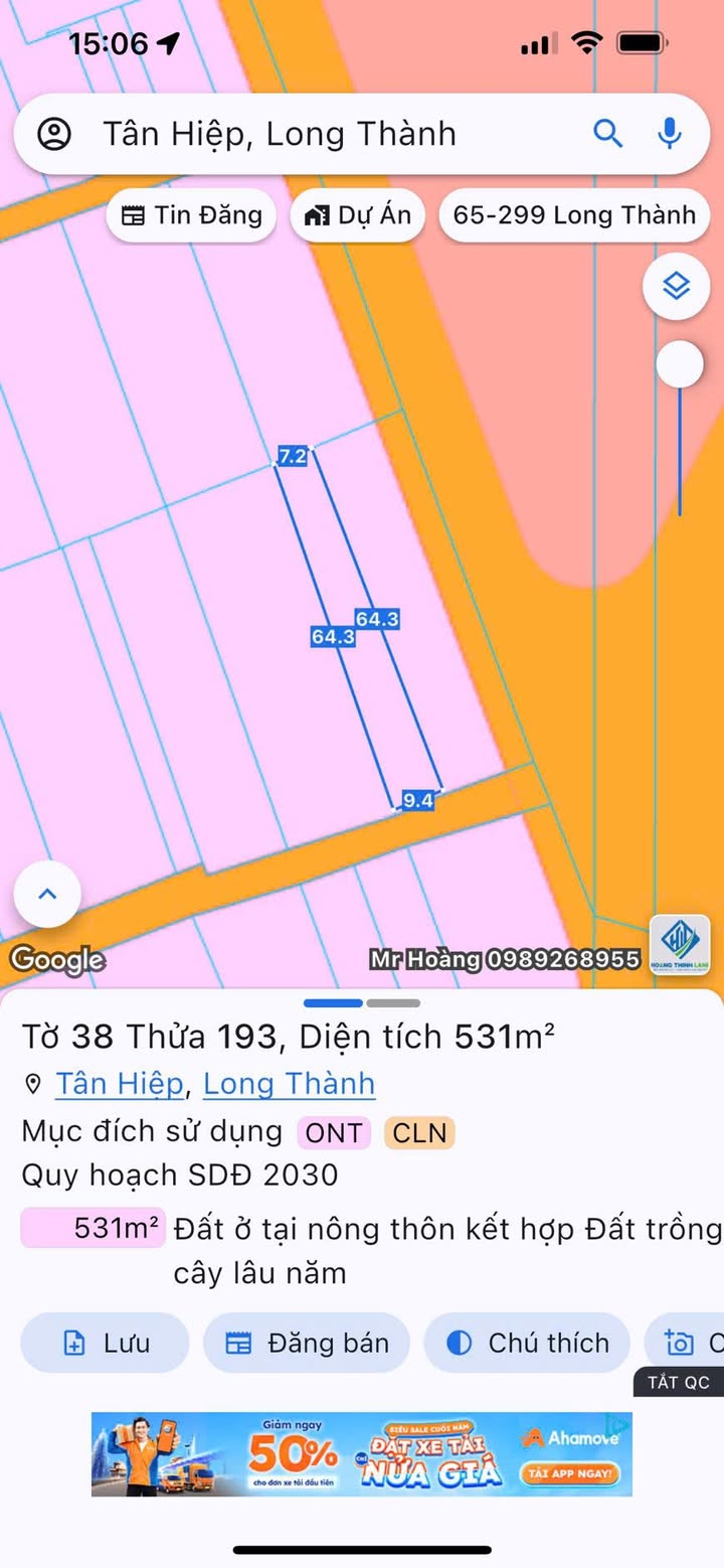 Đất Nền Long Thành 460m² - Sổ Đỏ Thổ Cư, Gần Chợ Tân Hiệp