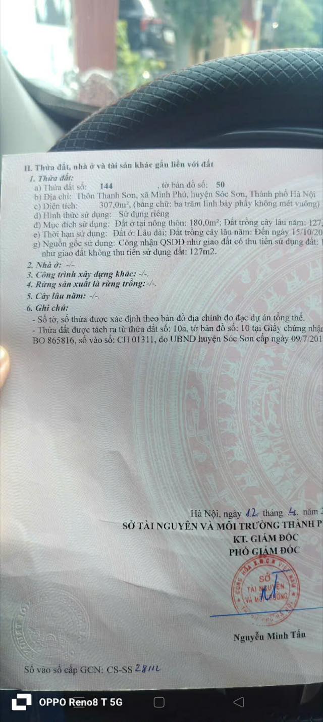 Đất thổ cư Sóc Sơn 307m² thỏa thuận - Sổ đỏ chính chủ