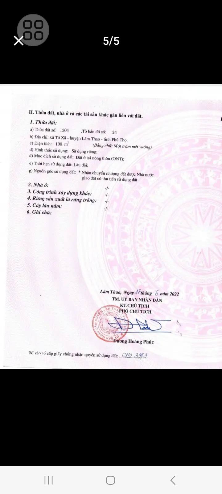 Đất nền Sông Hồng Thủ Đô Phú Thọ 100m² Sổ đỏ chính chủ