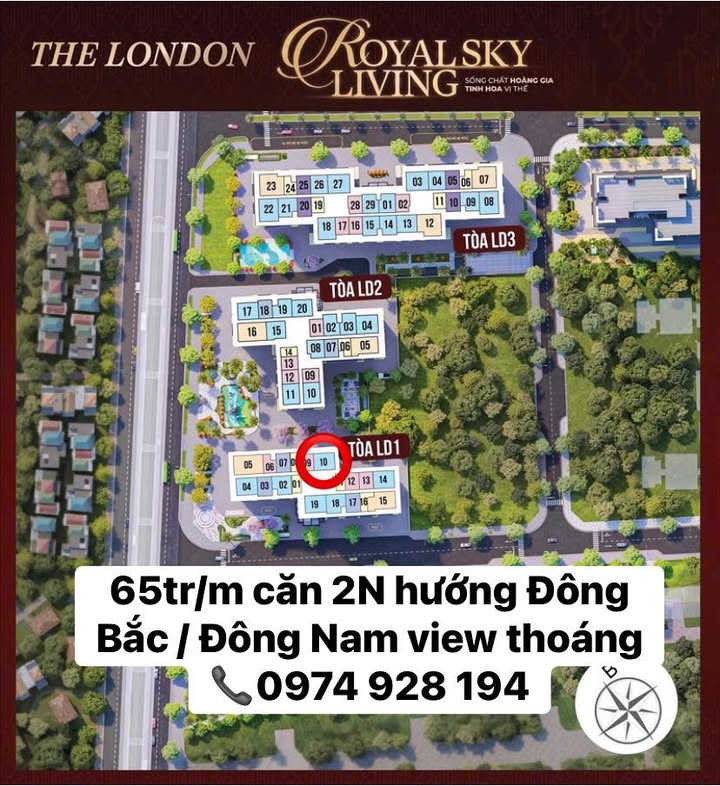 Căn hộ góc 2PN The London 64m² - View thoáng, Giá 4.16 tỷ