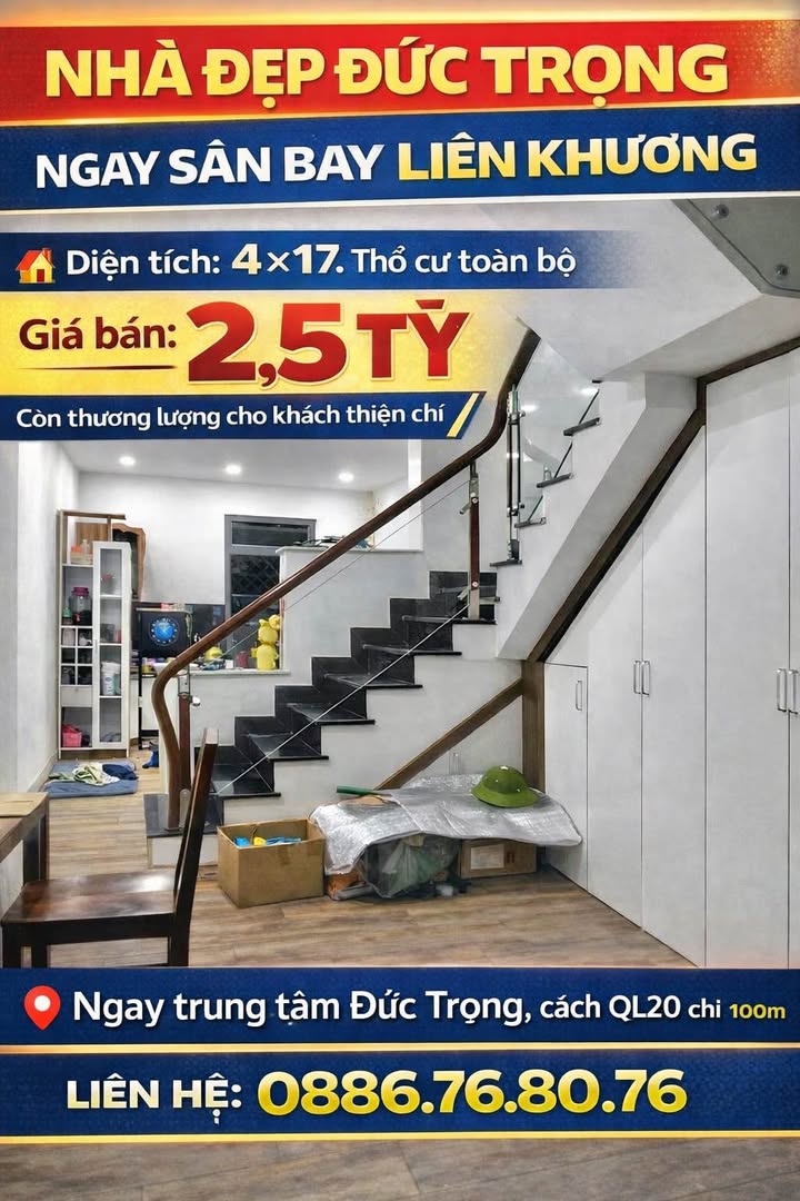 Nhà Phố Đức Trọng 68m² - Giá 2.5 Tỷ, 2PN, Sổ Đỏ, Gần QL20