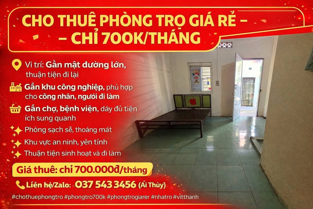 Phòng Trọ 700k/tháng Cần Thơ - Sạch Sẽ, Gần KCN & Chợ