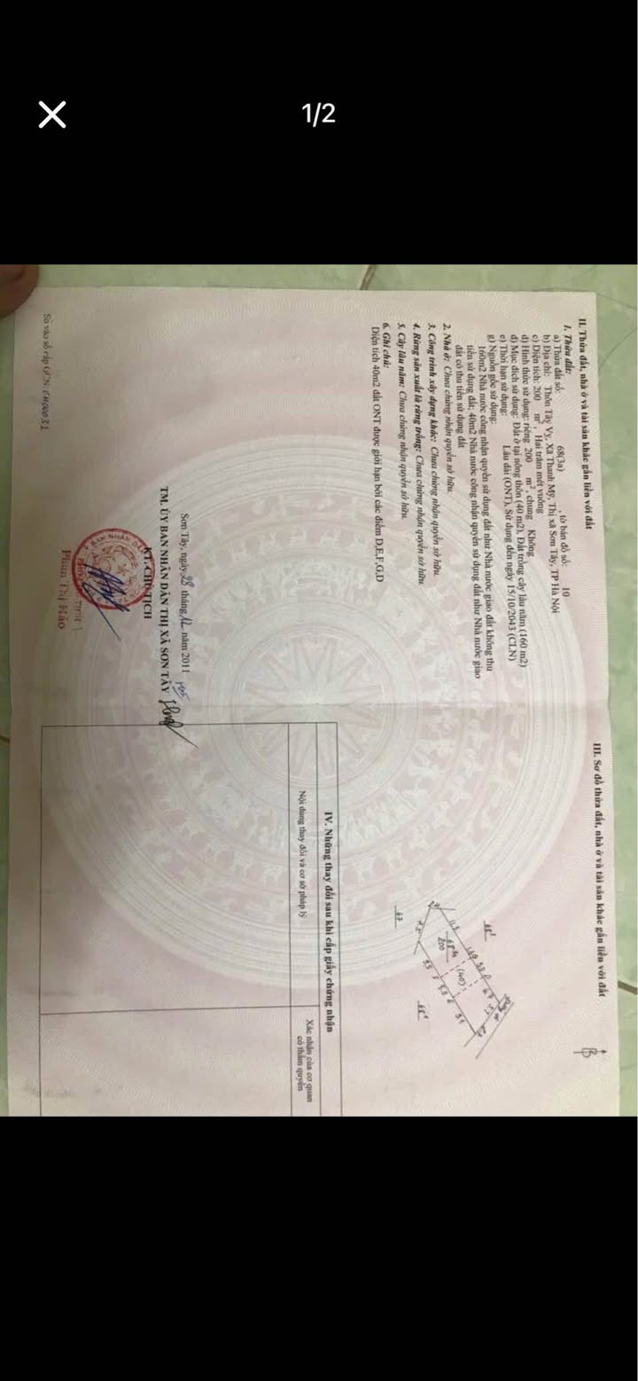 Bán Đất Vàng 200m² Phường Tùng Thiện, Sơn Tây - Sổ Hồng Sẵn Sàng - 1 Tỷ XXX