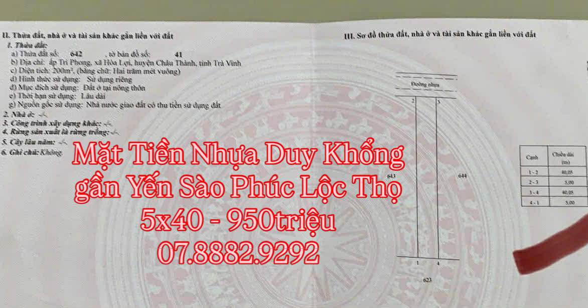 Đất nền Châu Thành 200m² - Sổ đỏ thổ cư, tiềm năng tăng giá!