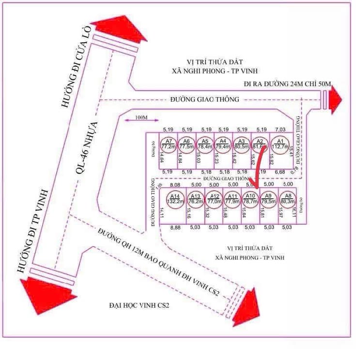 Bán đất Nghi Phong 80m² - Gần ĐH Vinh CS2, giá 1.6 tỷ, đầu tư sinh lời