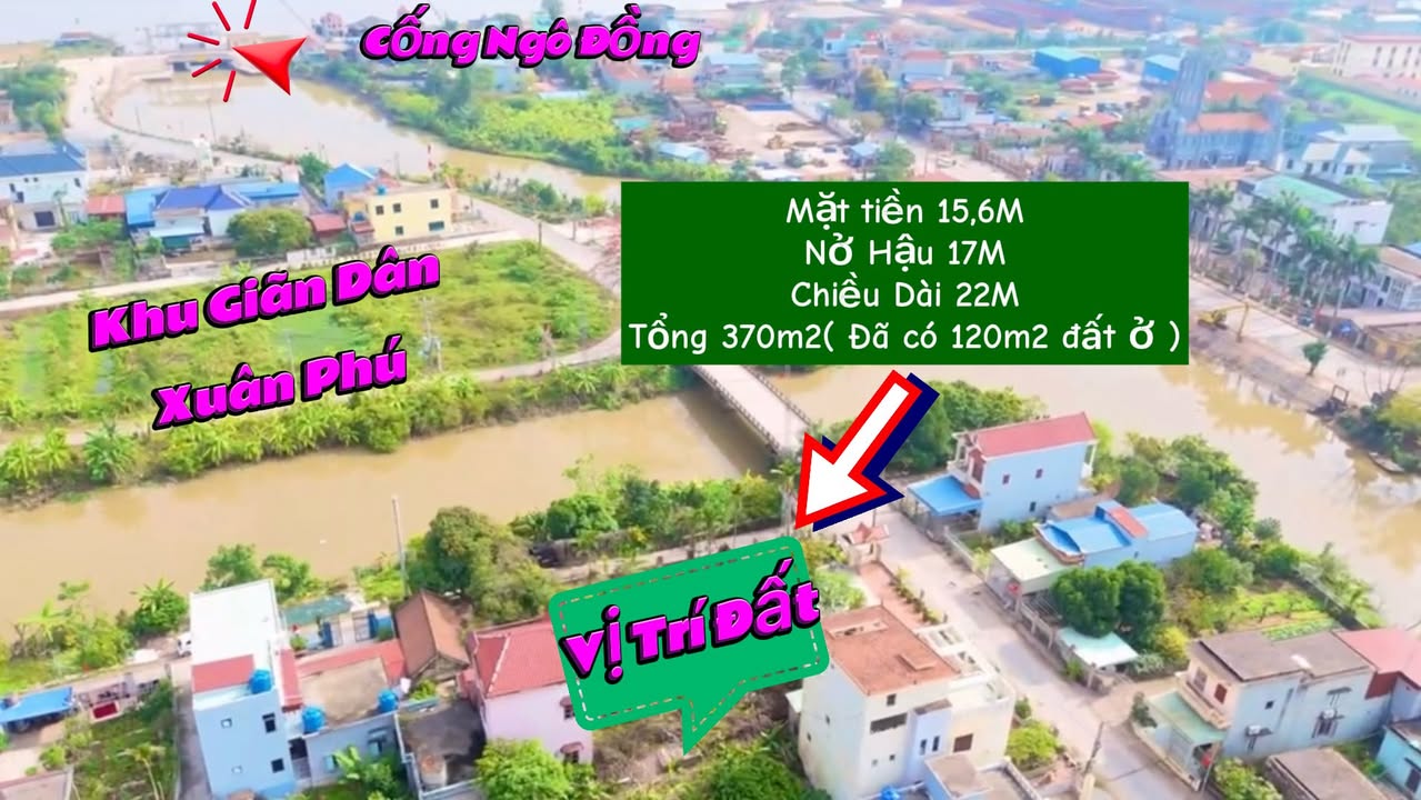 Đất Mặt Sông 370m² Xuân Trường - Sổ Đỏ 120m² Đất Ở, Giá 2 Tỷ