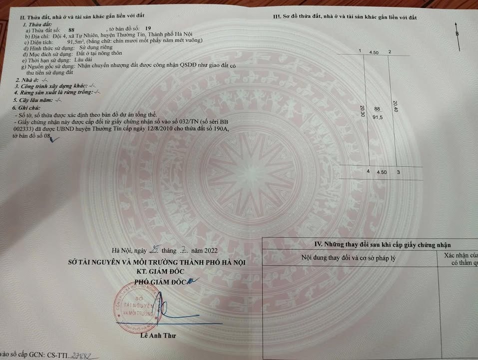 Bán Đất Thổ Cư Thường Tín 91.5m² - Sổ Đỏ Chính Chủ, Kinh Doanh Tốt