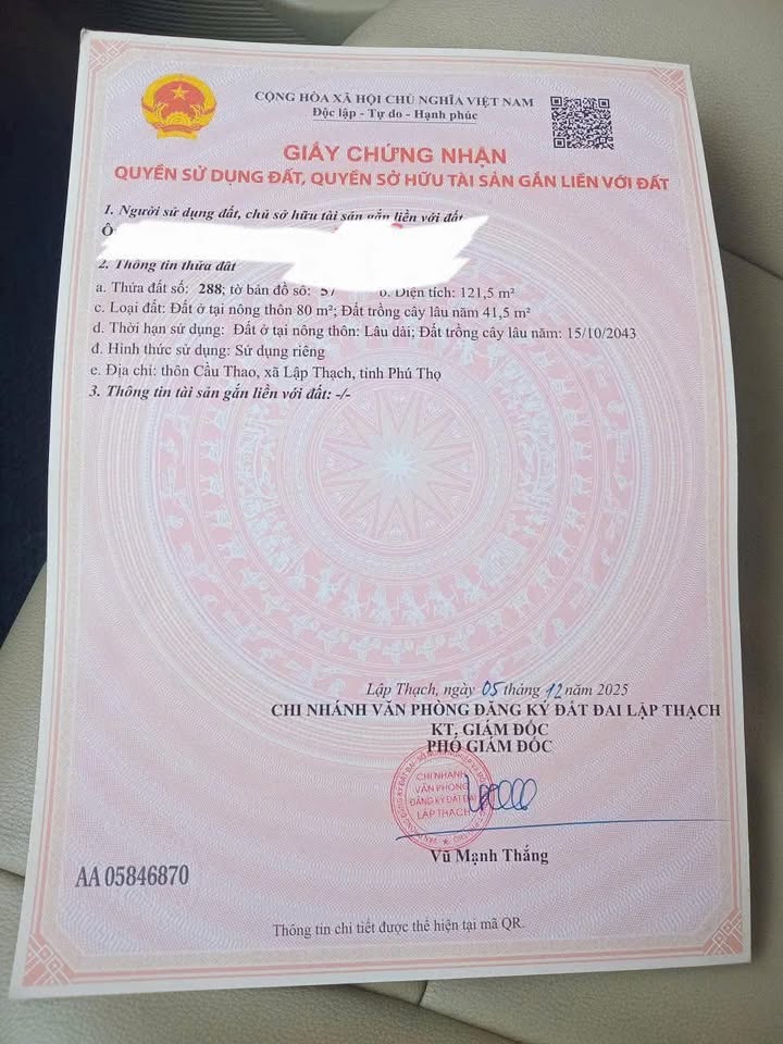 Bán Gấp Đất Nền Vĩnh Phúc 121m² - Vuông Vắn, Giá Tốt