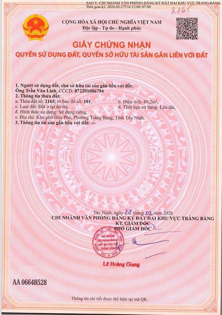 Đất ODT 89m² Trảng Bàng - Sổ Hồng Riêng, Gần Chợ