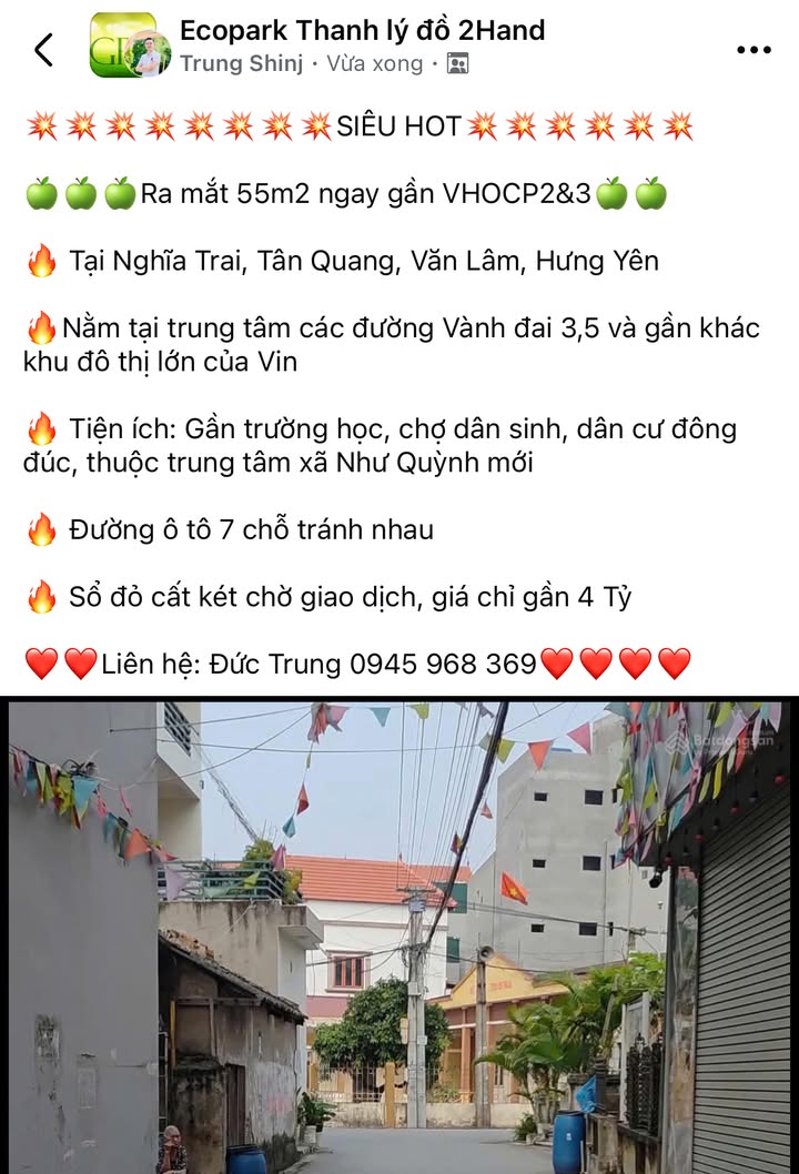 Đất nền Tân Quang, Văn Lâm 55m² giá 3.8 tỷ - Tiềm năng tăng giá vượt trội!