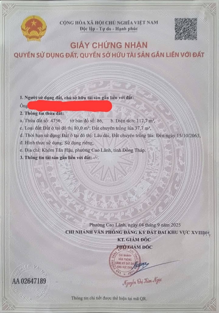 Bán Đất Thổ Cư 117.7m² Đồng Tháp - 490 Triệu, Xe Hơi Tới Đất