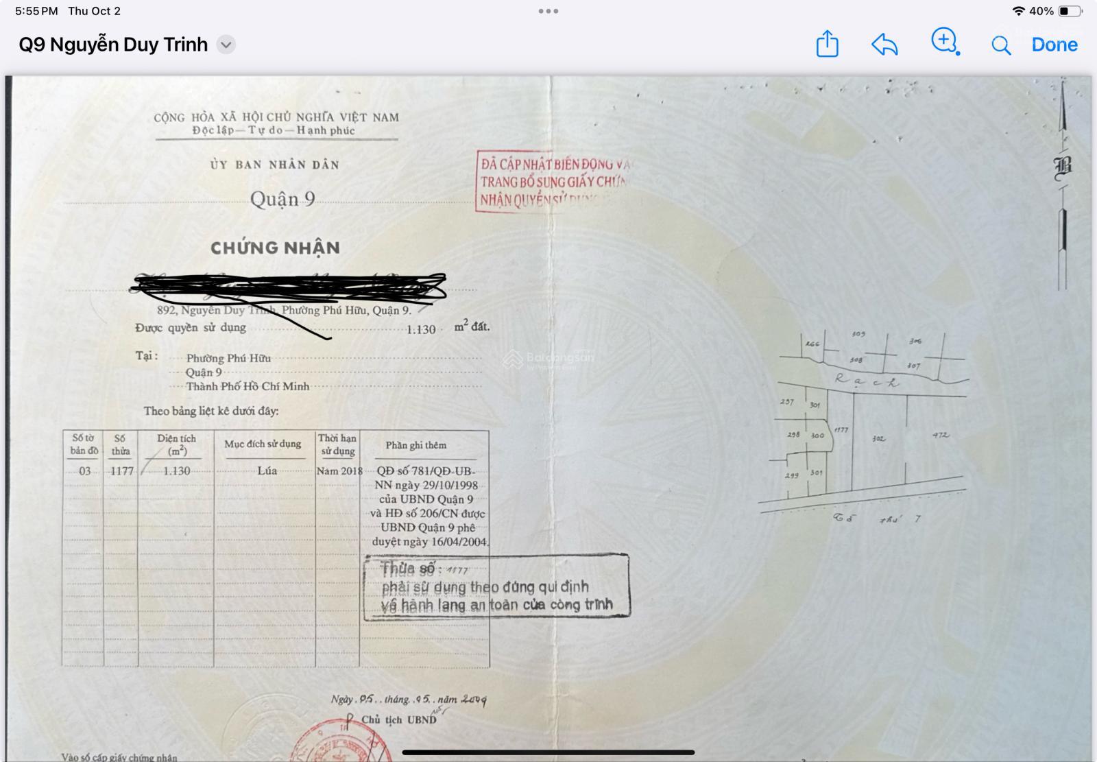 Đất mặt tiền Nguyễn Duy Trinh Q.9 1.130m² 70 tỷ - Sổ đỏ chính chủ