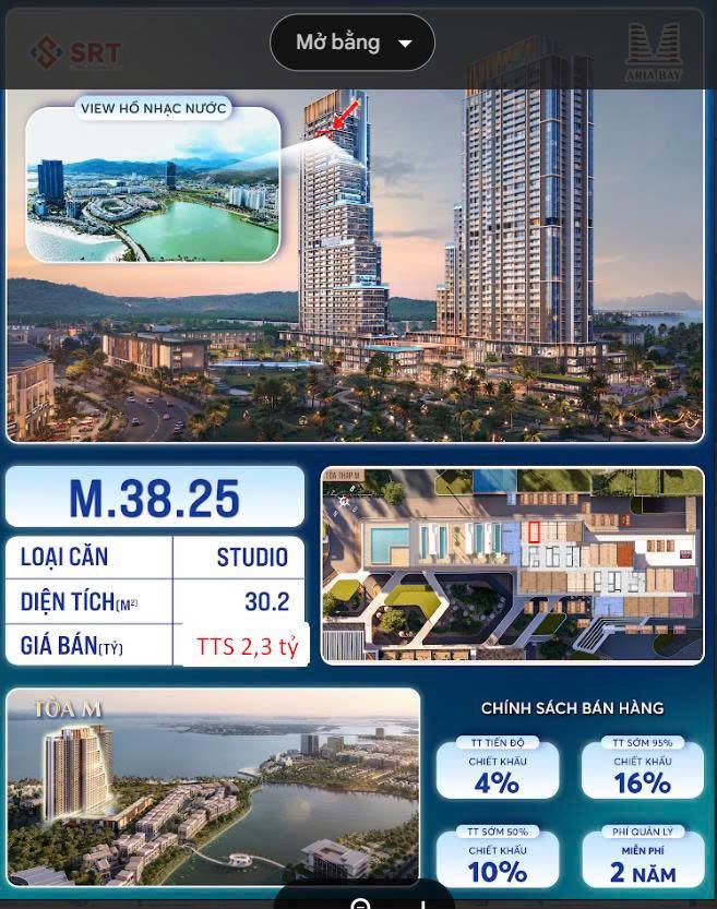 Căn hộ ARIA BAY Long Biên 30m² 2,3 tỷ - View đẹp