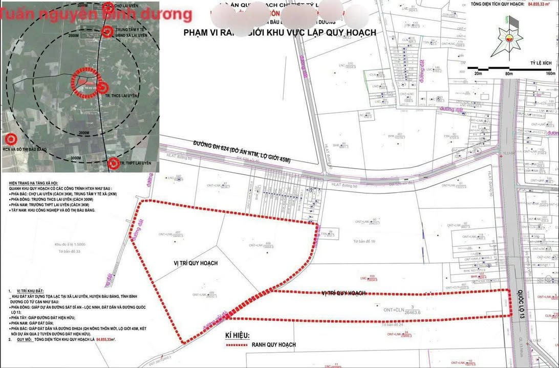 Đất mặt tiền QL13 Lai Uyên 8,4ha - Sổ đỏ thổ cư