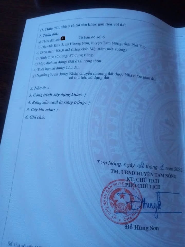 Đất nền Hương Nộn Tam Nông 100m² - Đường to ô tô