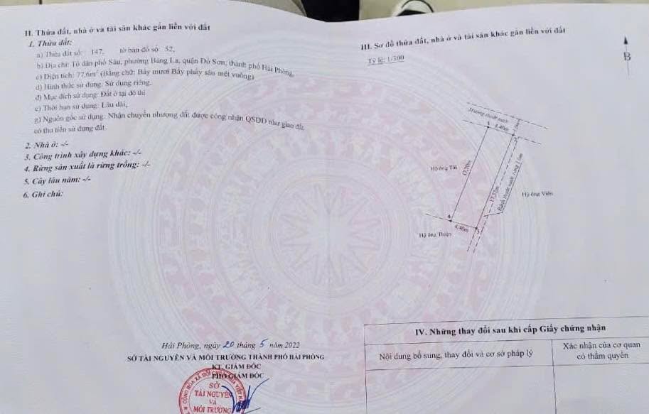 Đất nền Đồ Sơn Mạc Thái Tổ 78m2 1.3 tỷ - Sổ đỏ chính chủ