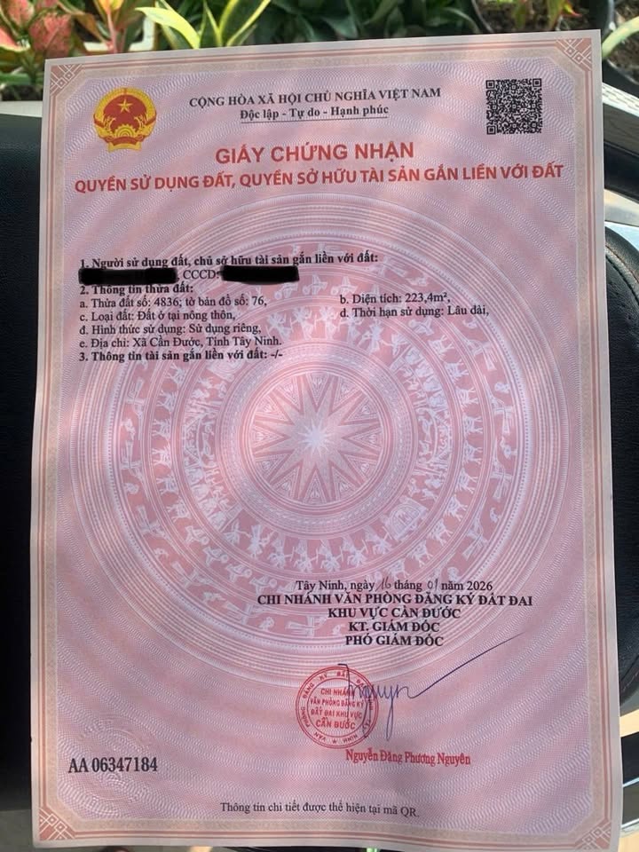 Đất nền Tân Chánh Cần Đước 223m² 1,0035 tỷ - Thổ cư 100%