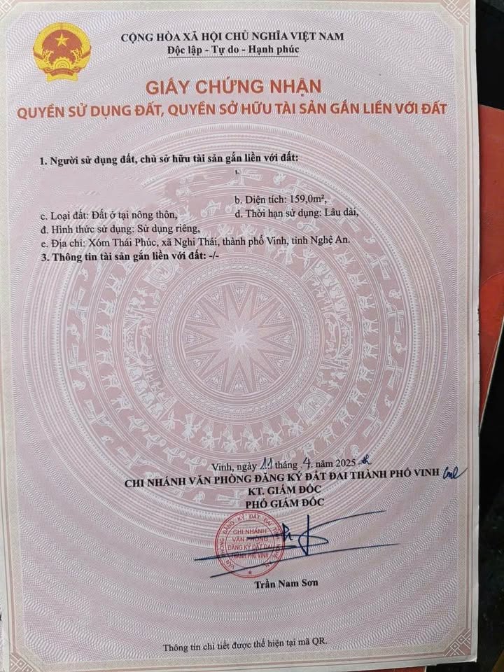 Đất nền Thôn Thái Phúc, Nghi Thái 160m² 2,3 tỷ - Sổ đỏ chính chủ