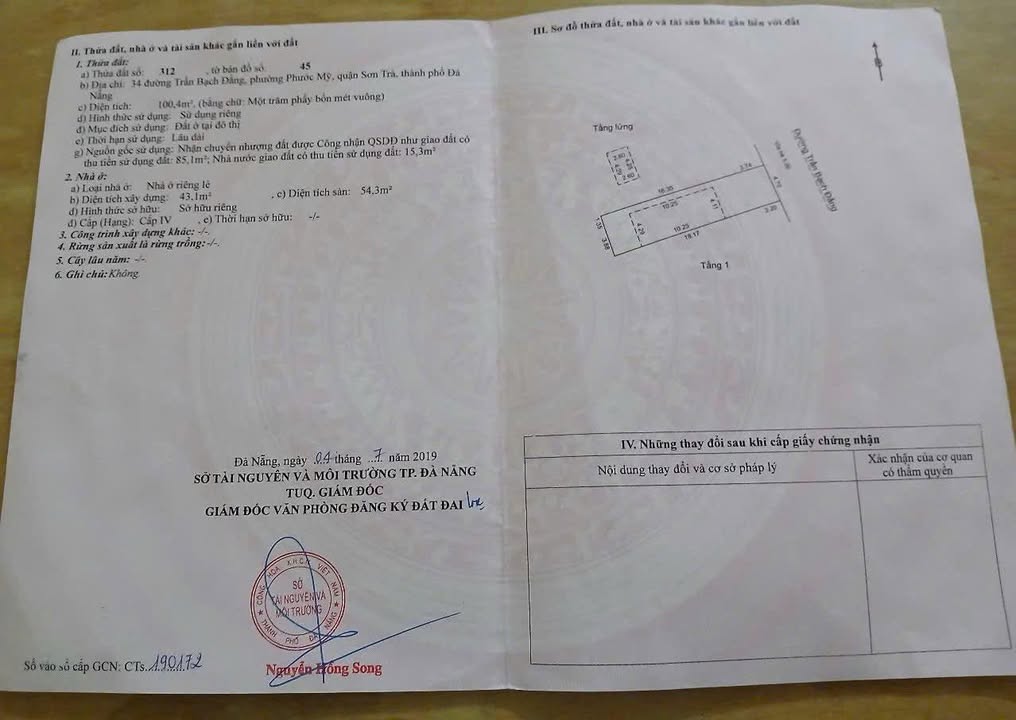 Đất mặt tiền Trần Bạch Đằng Mỹ An 100m² 26.2 tỷ - Đường ô tô lớn