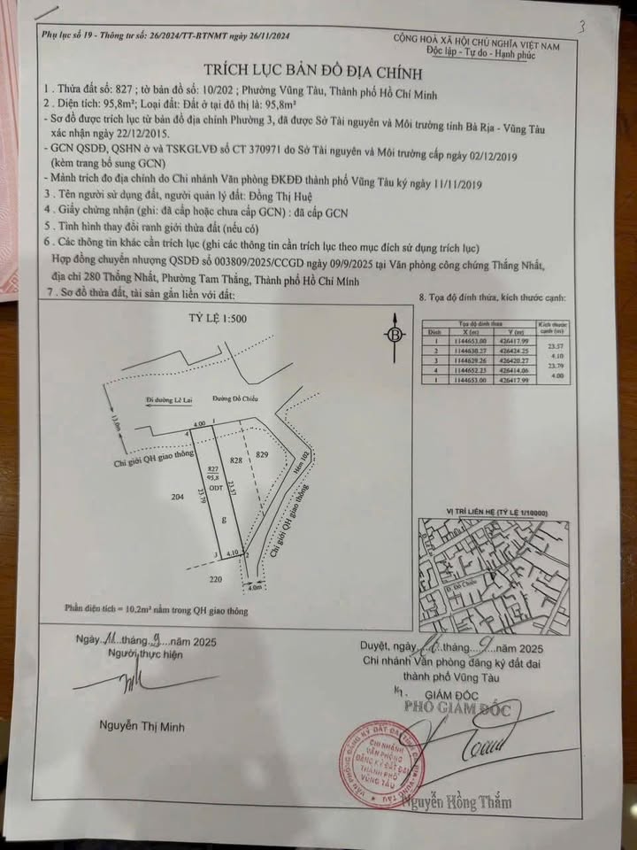 Đất MT Đồ Chiểu Vũng Tàu 96m² 12,3 tỷ – Đường to ô tô